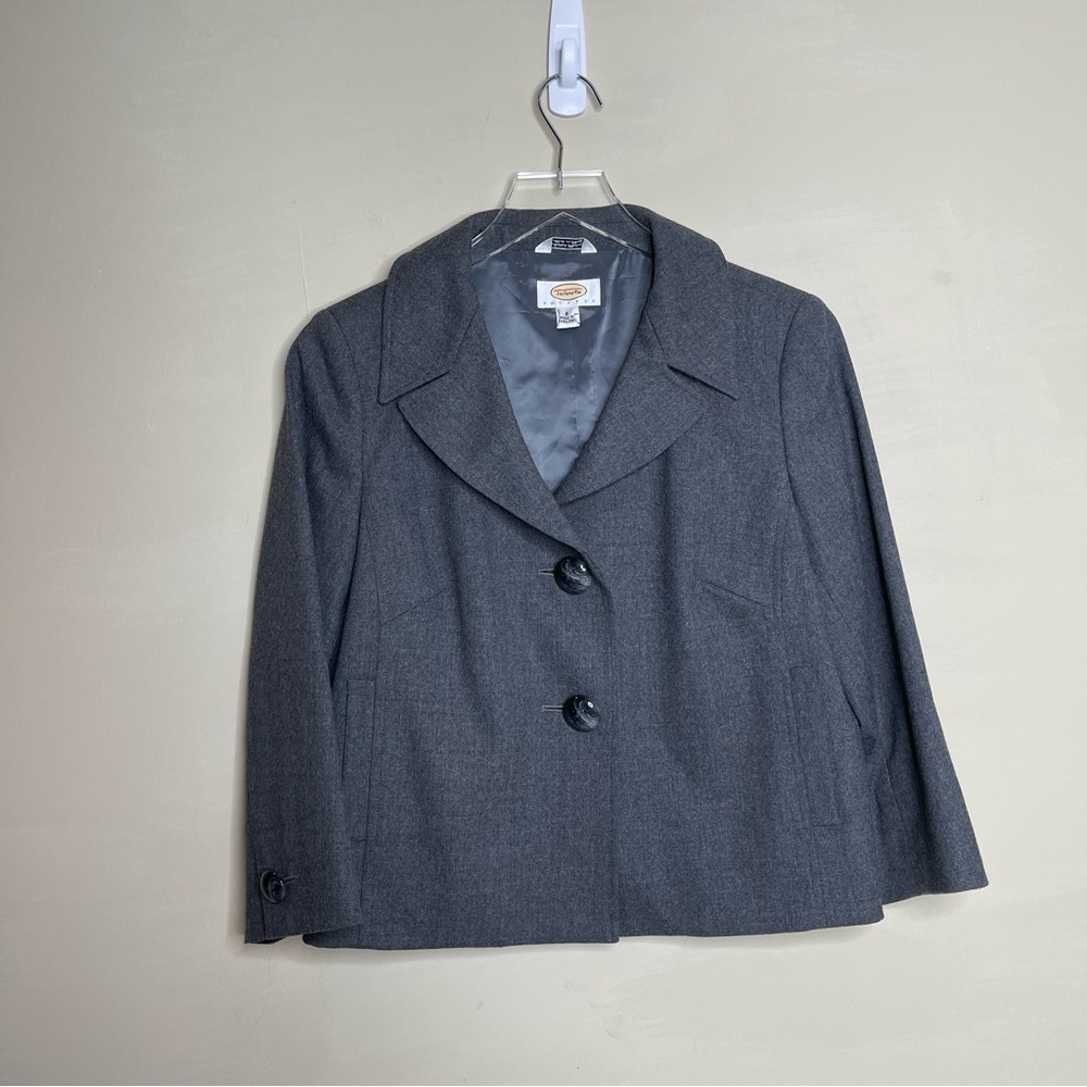 TALBOTS - Gray Stretch Wool Blazer 3/4 Sleeve